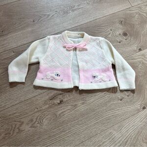 Vintage baby sweater embroidered sheep size 0-3 months